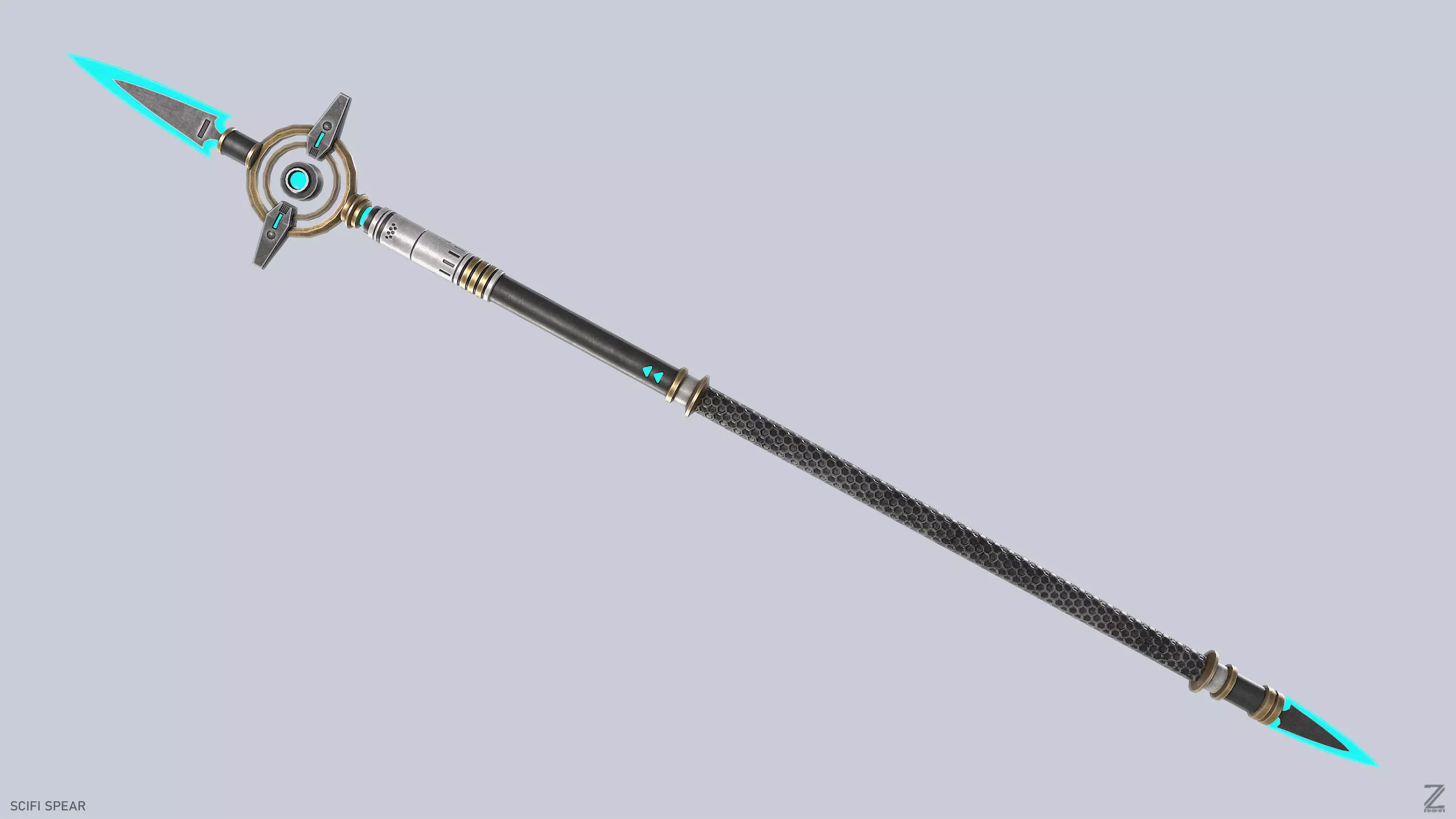 Scifi spear Low-poly 3D model_0