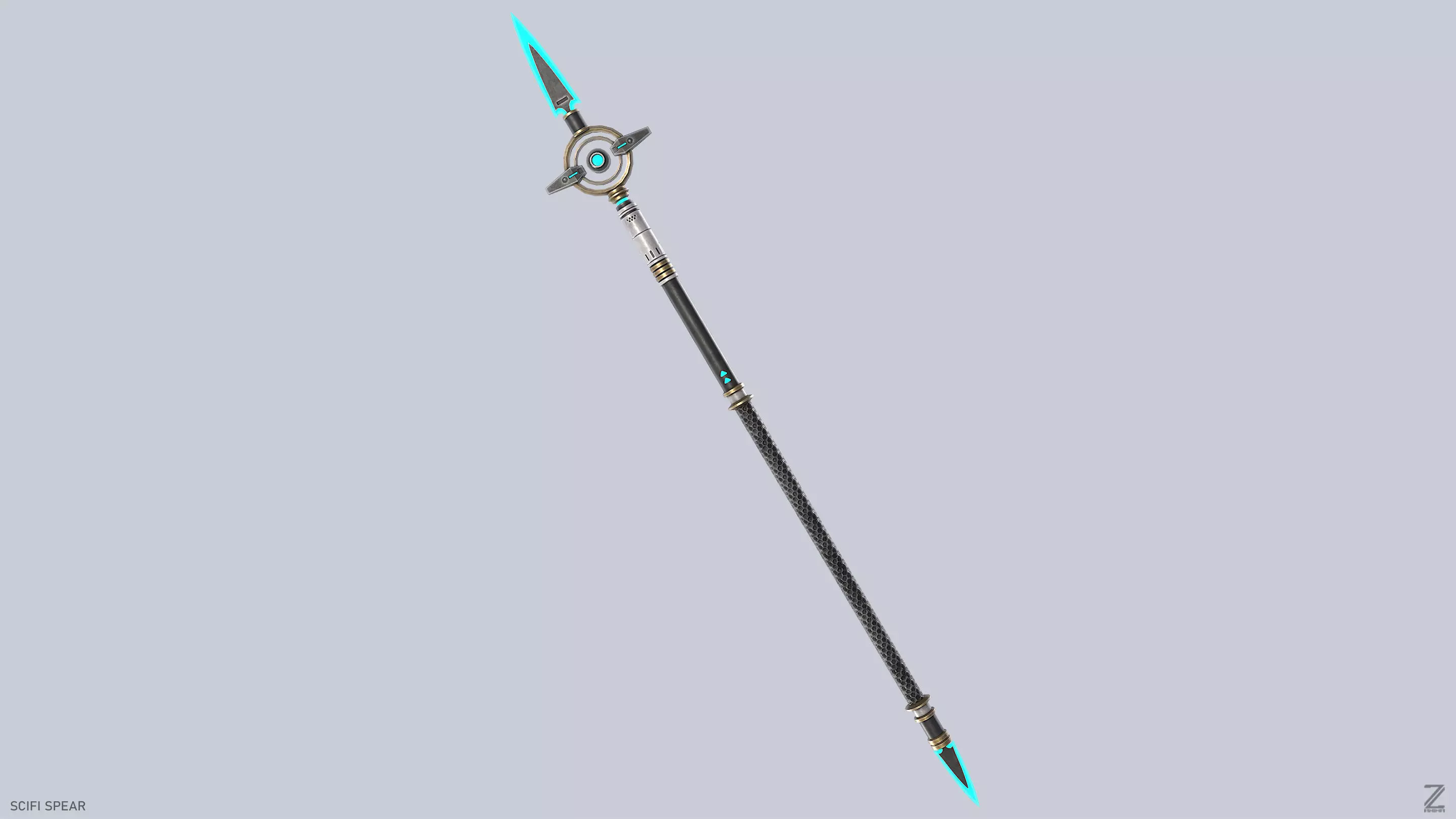 Scifi spear Low-poly 3D model_5