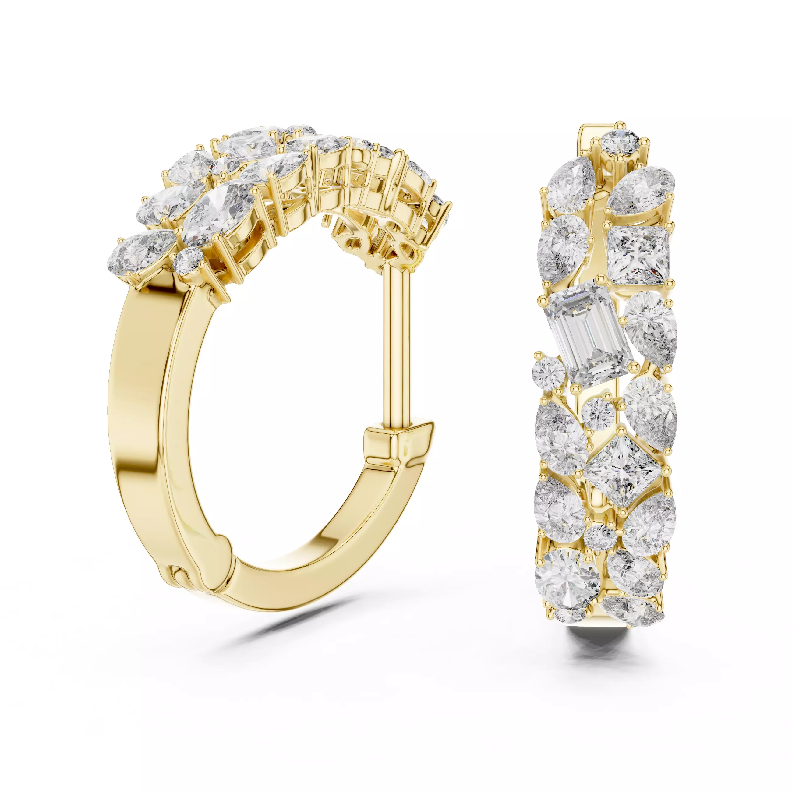 Princess Pear Emerald Oval Round Cluster Earring 3DM STL Video 3D print model_6