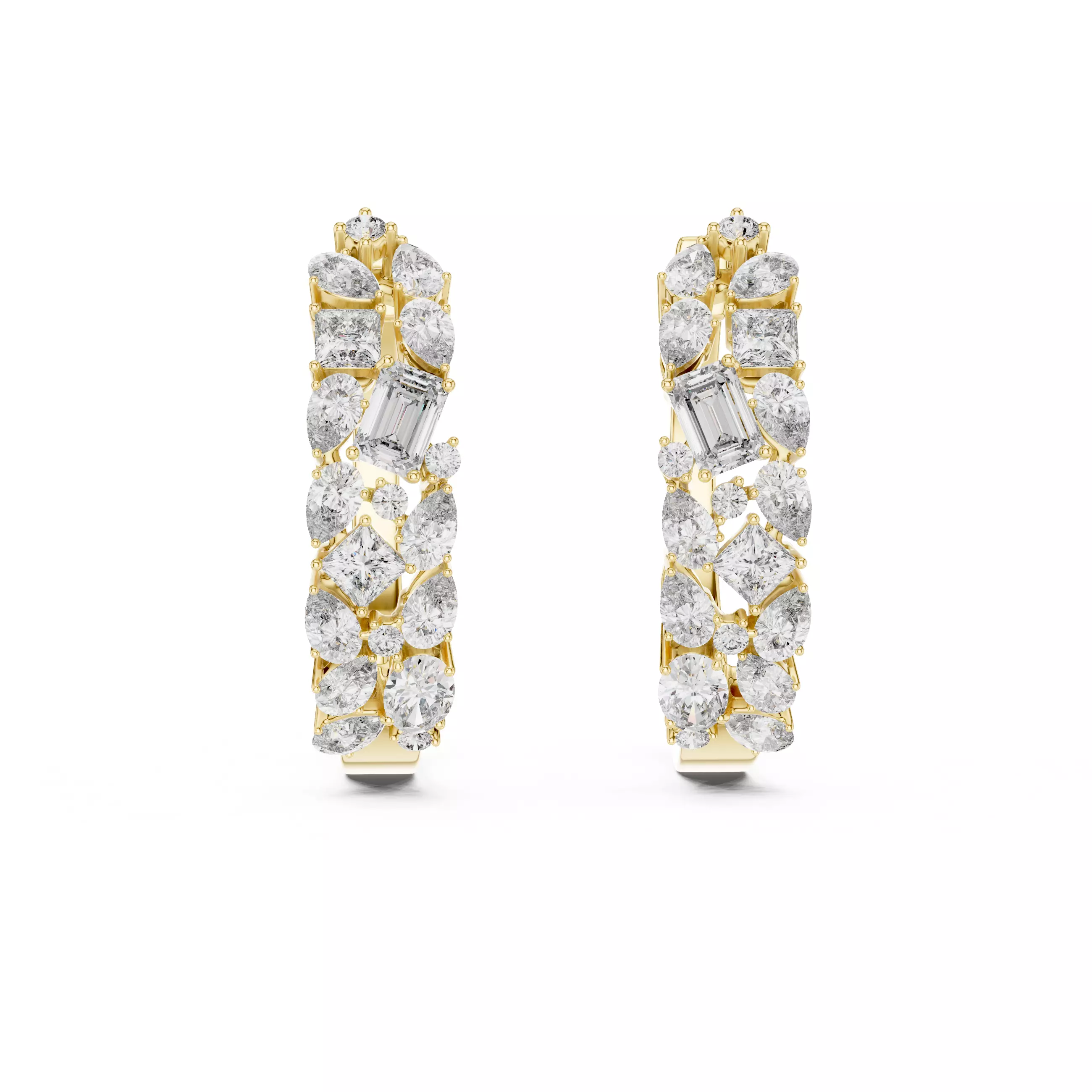 Princess Pear Emerald Oval Round Cluster Earring 3DM STL Video 3D print model_1