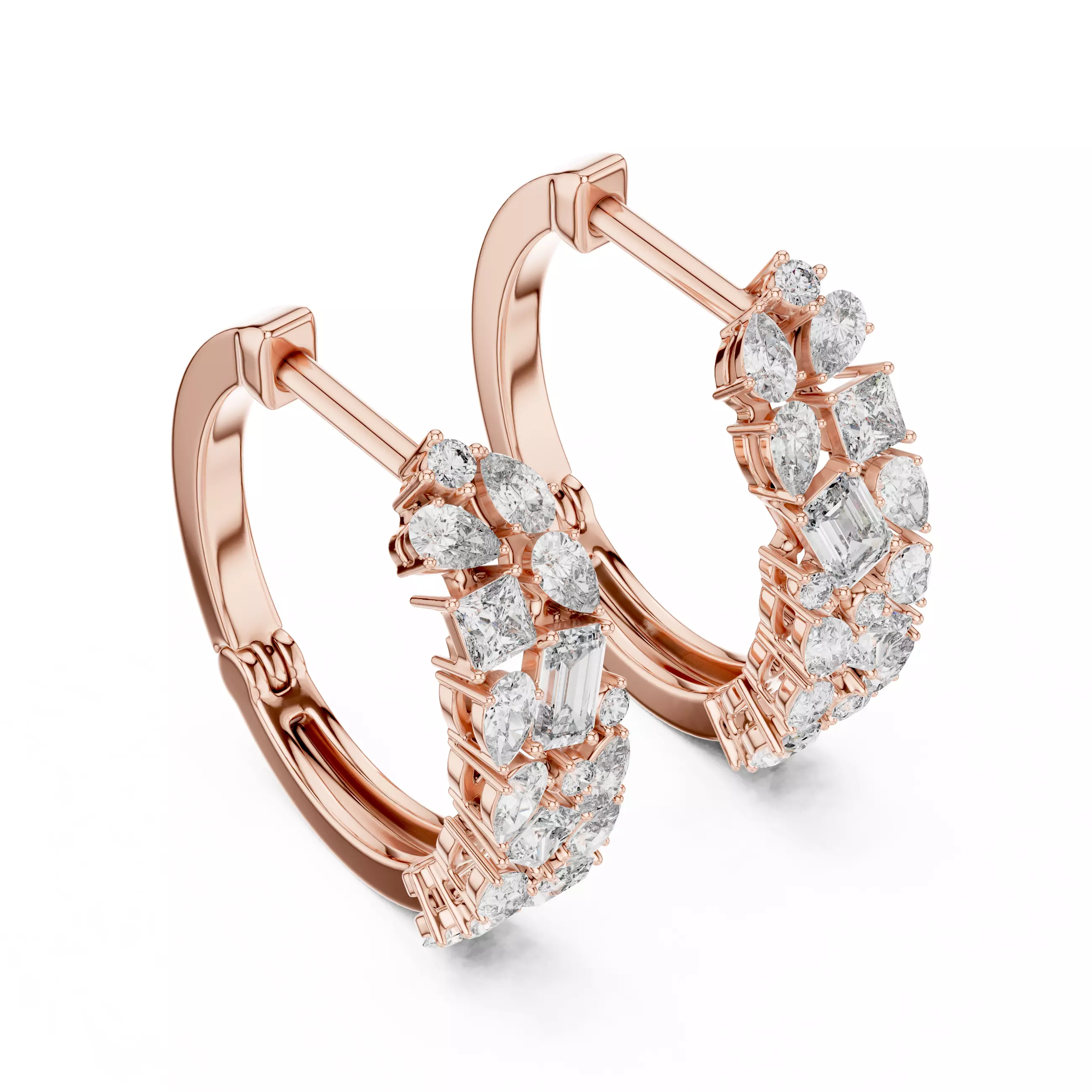 Princess Pear Emerald Oval Round Cluster Earring 3DM STL Video 3D print model_4