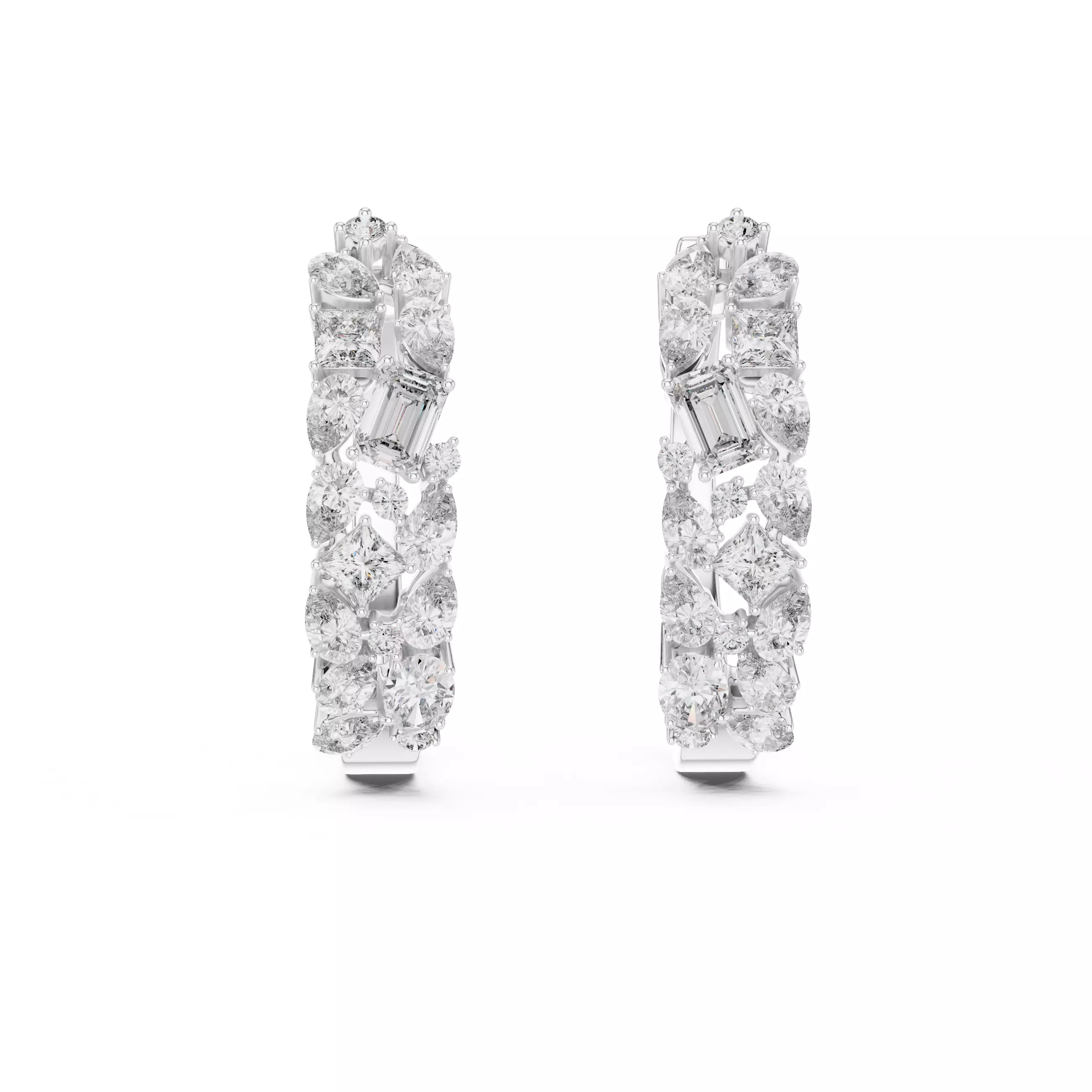 Princess Pear Emerald Oval Round Cluster Earring 3DM STL Video 3D print model_2