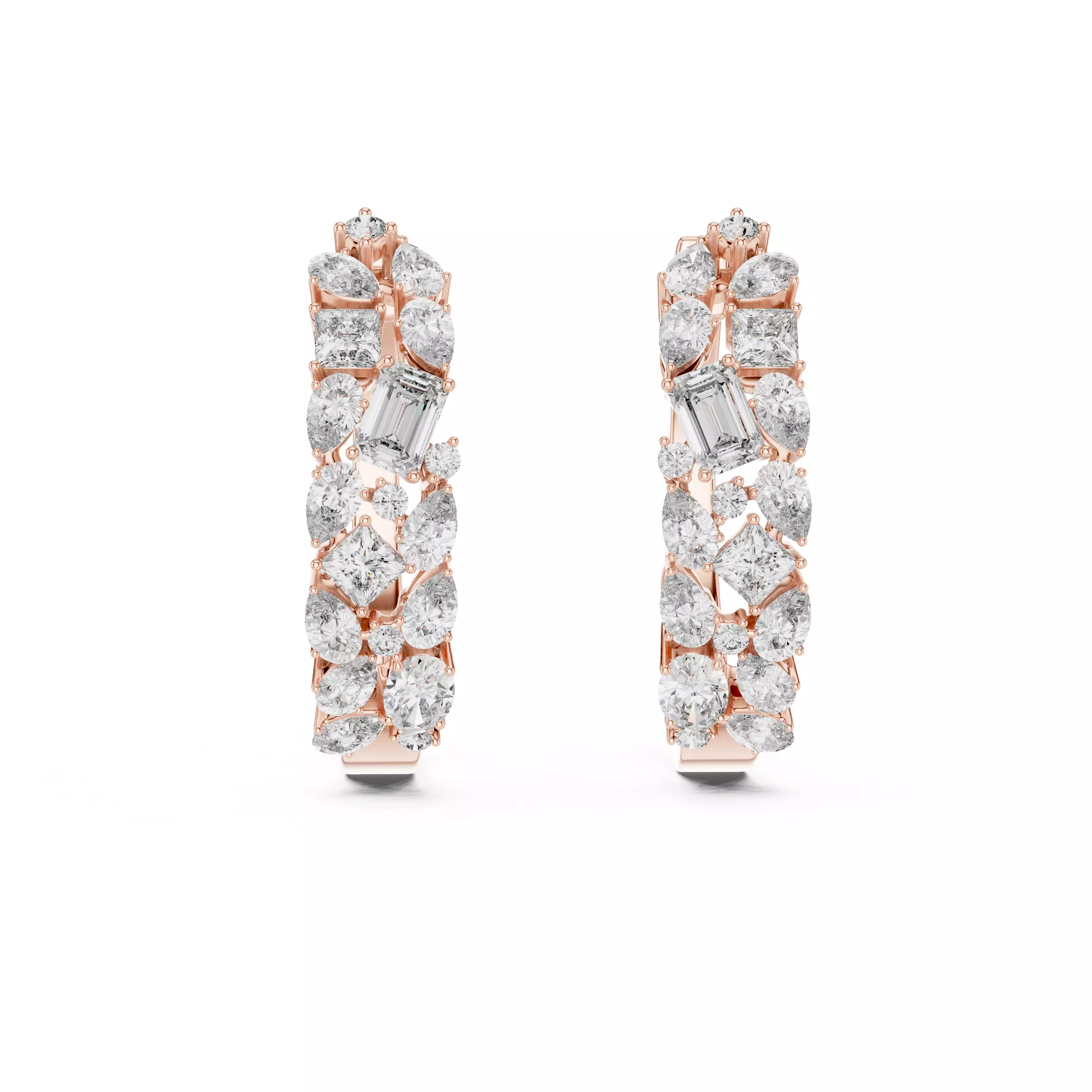 Princess Pear Emerald Oval Round Cluster Earring 3DM STL Video 3D print model_0