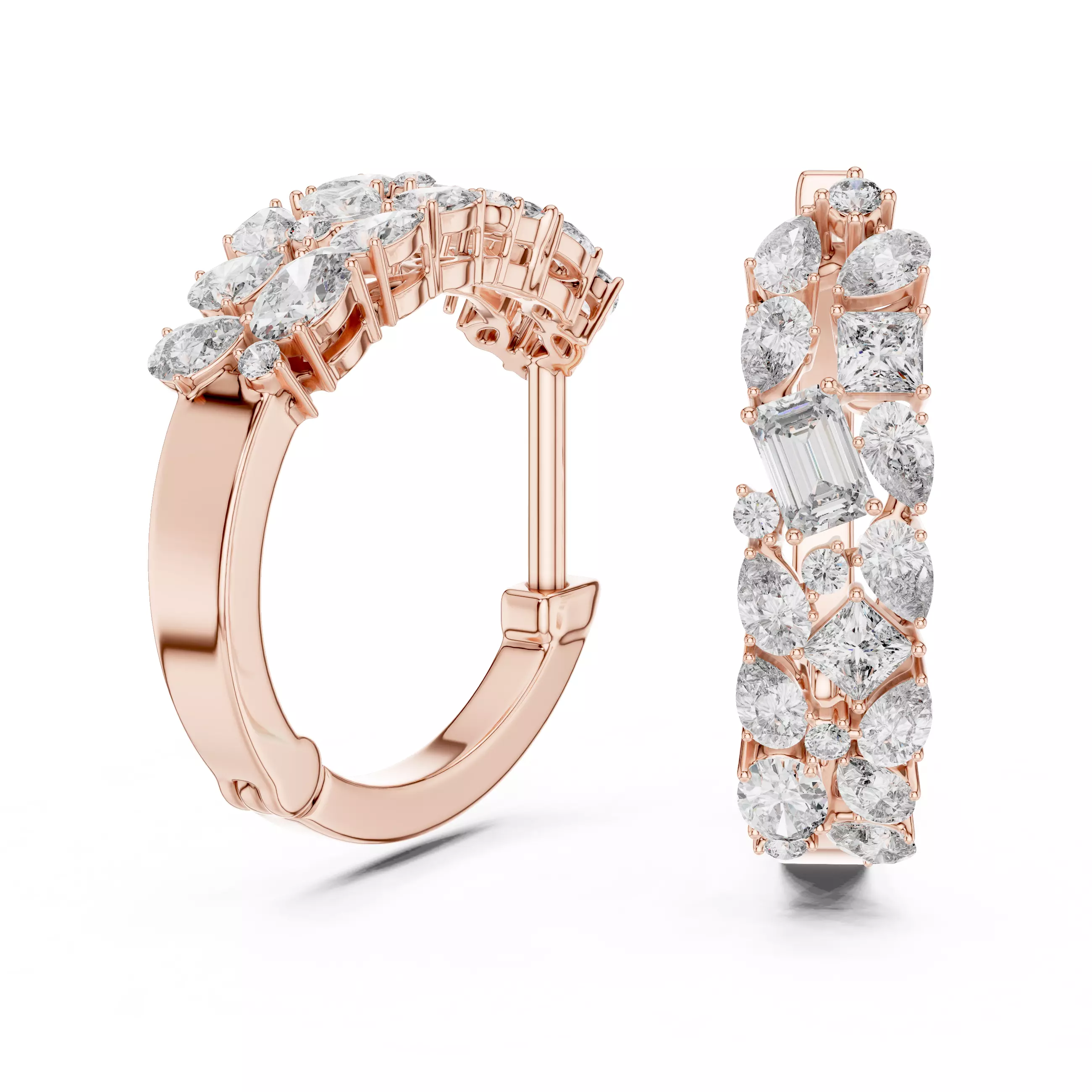 Princess Pear Emerald Oval Round Cluster Earring 3DM STL Video 3D print model_3