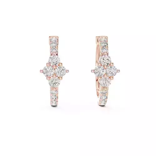 Round Cut Diamond Cluster Earring 3DM STL Video
