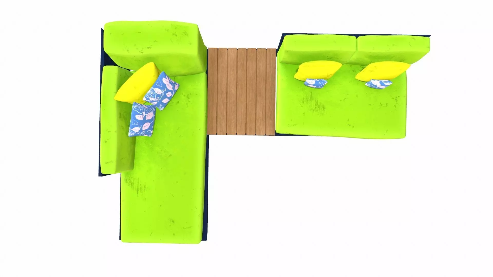 Canape Modern Sofa Green PBR Textured Low-poly 3D model_2