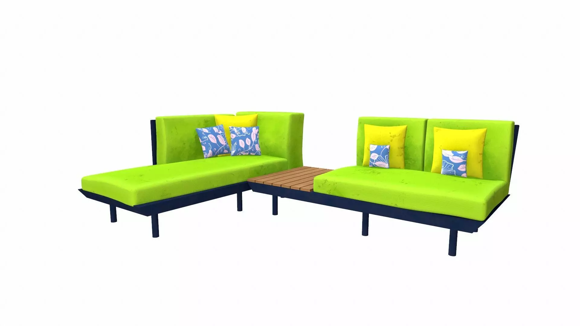 Canape Modern Sofa Green PBR Textured Low-poly 3D model_3