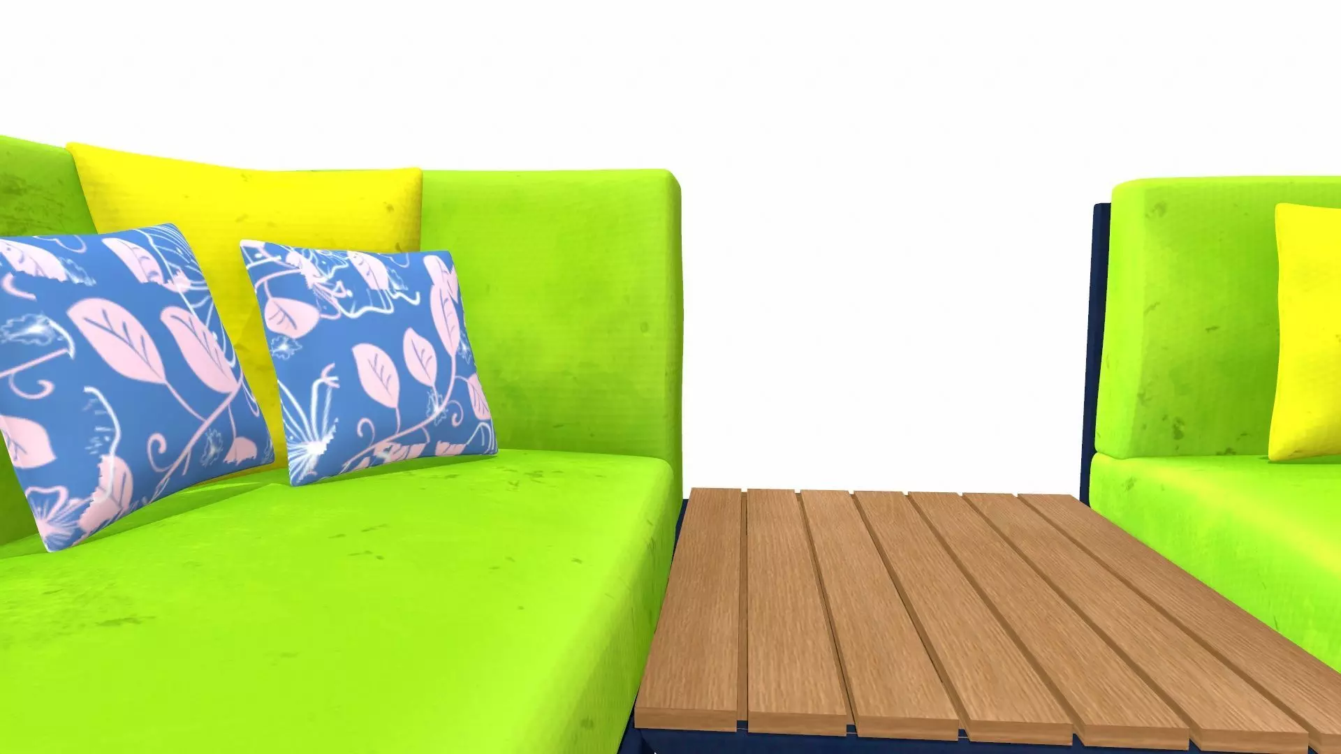 Canape Modern Sofa Green PBR Textured Low-poly 3D model_7