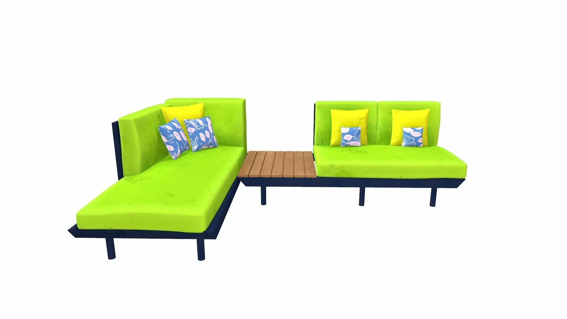 Canape Modern Sofa Green PBR Textured Low-poly 3D model_0