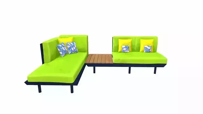 Canape Modern Sofa Green PBR Textured