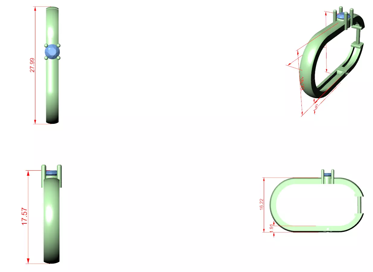 Solitaire Round Diamond Rectangular Earring 3DM STL Video 3D print model_12