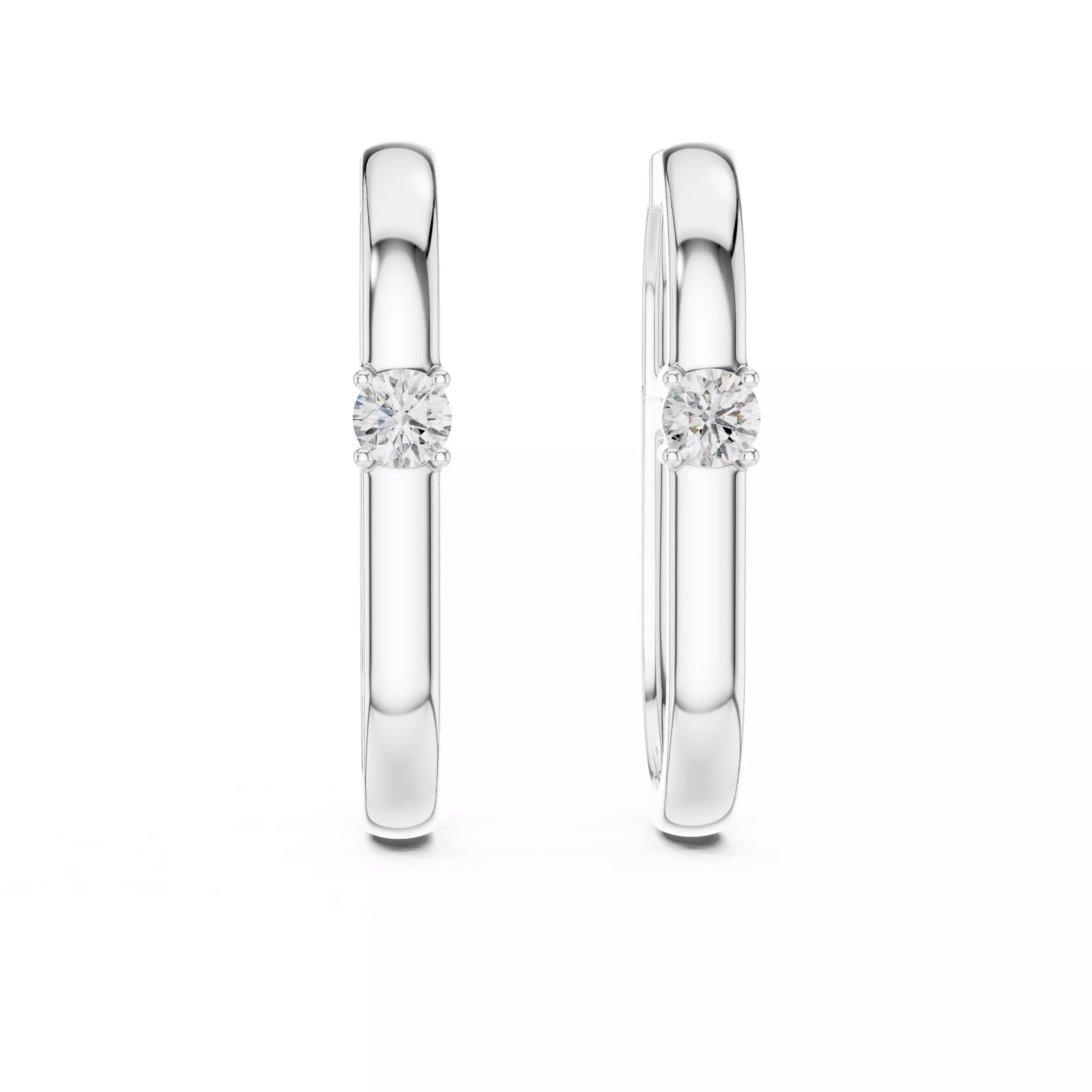Solitaire Round Diamond Rectangular Earring 3DM STL Video 3D print model_2