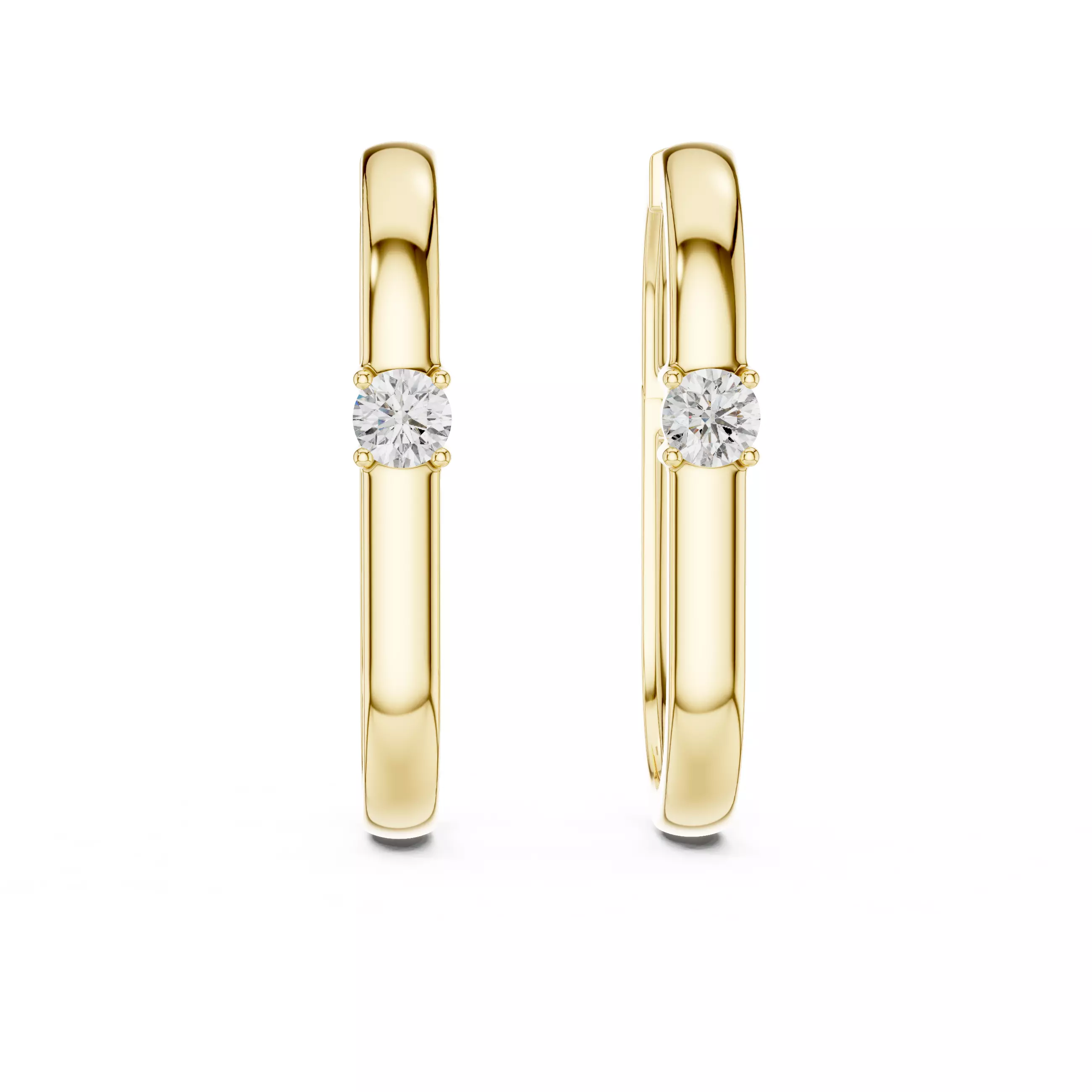 Solitaire Round Diamond Rectangular Earring 3DM STL Video 3D print model_1