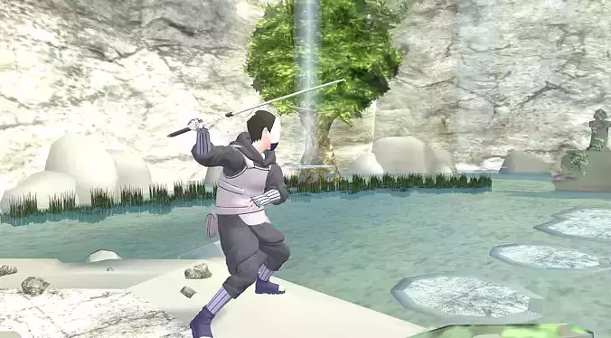 DOUBLE SIDE SWORDSLASH MIST ANBU NINJA