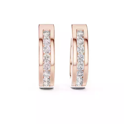 Round Cut Channel Set Diamond Earring 3DM STL Video