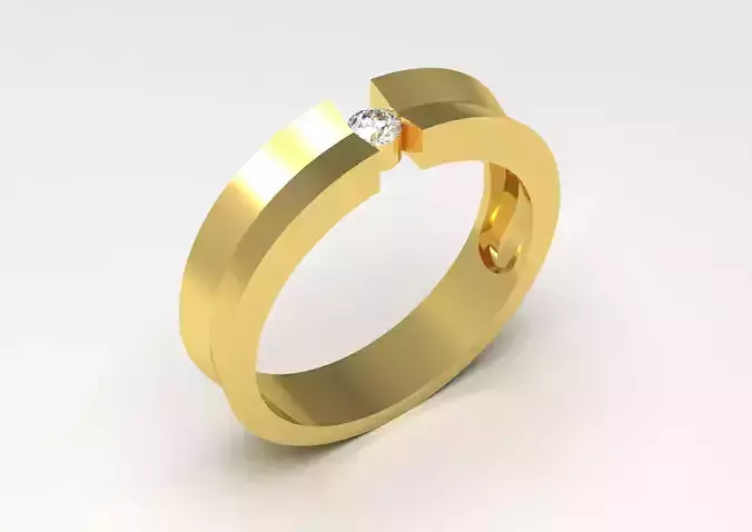 Modern Design Man Gold STL Ring with Single Diamond Model mr0247