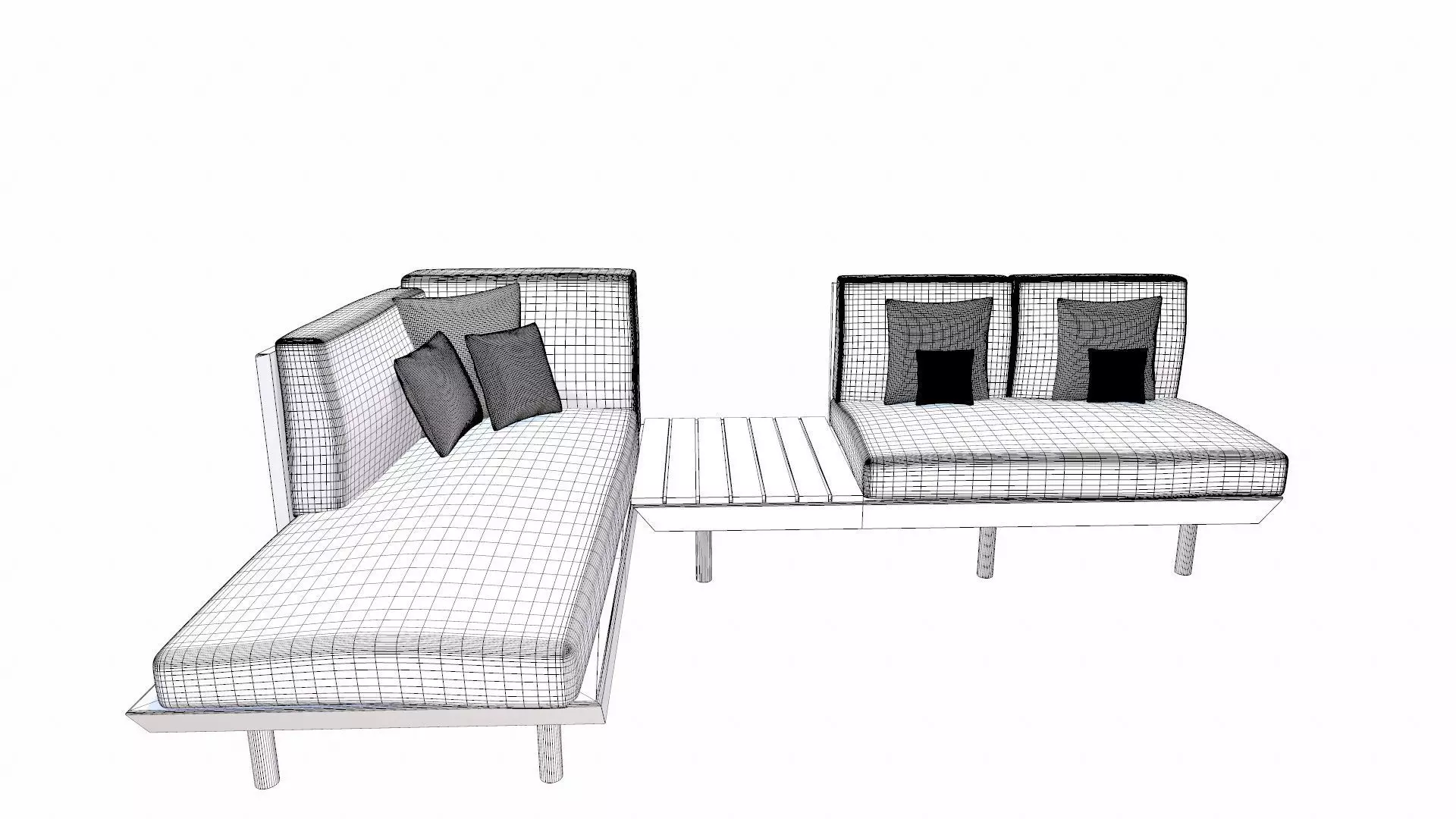 Canape Modern Sofa White PBR Textured Low-poly 3D model_13