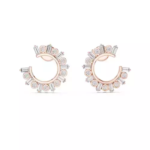Round Emerald Cut  Diamond Channel Set Earring 3DM STL Video 3D print model