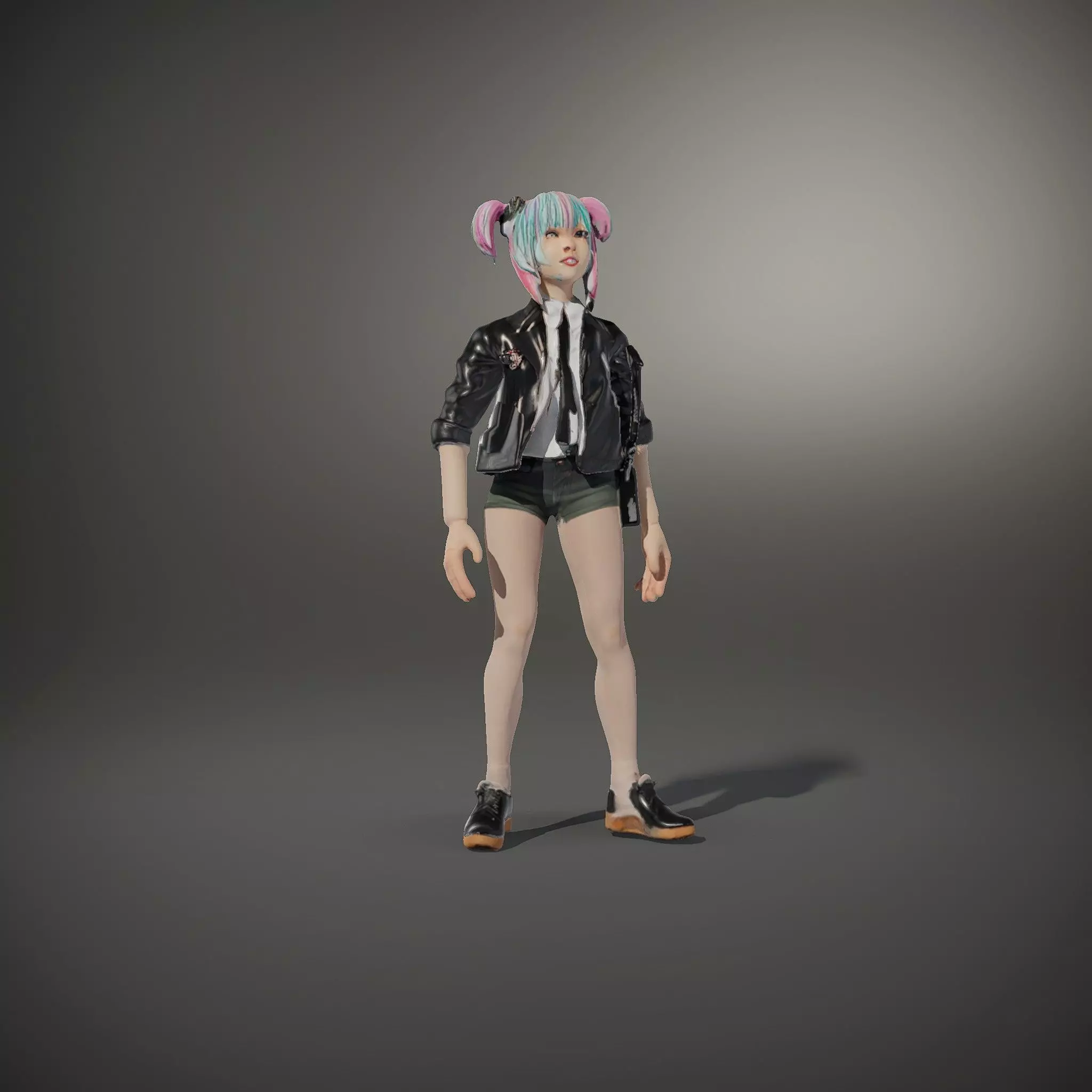 Colorful Anime Character Model Pack with School Uniform Low-poly 3D model_35