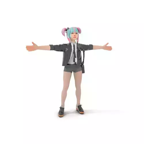 Colorful Anime Character Model Pack with School Uniform