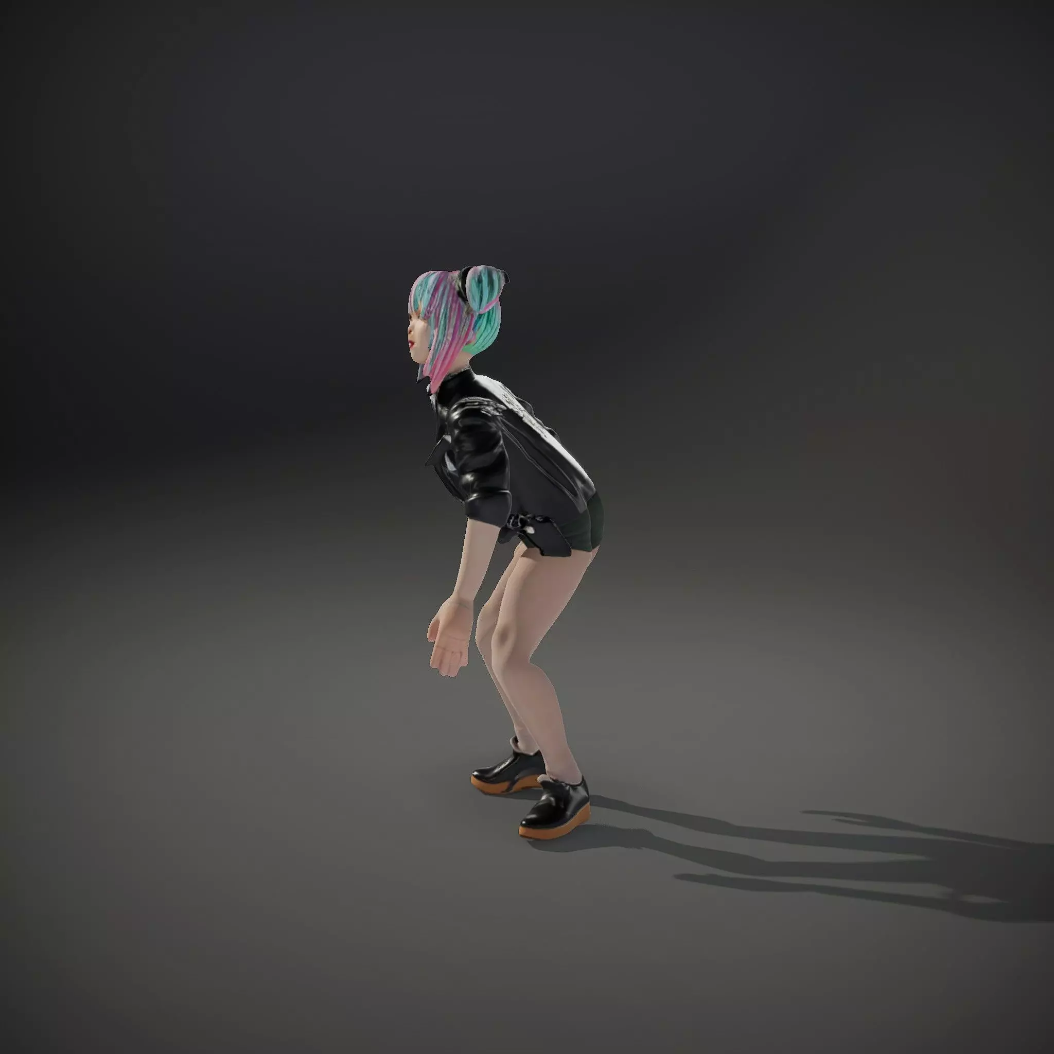 Colorful Anime Character Model Pack with School Uniform Low-poly 3D model_34