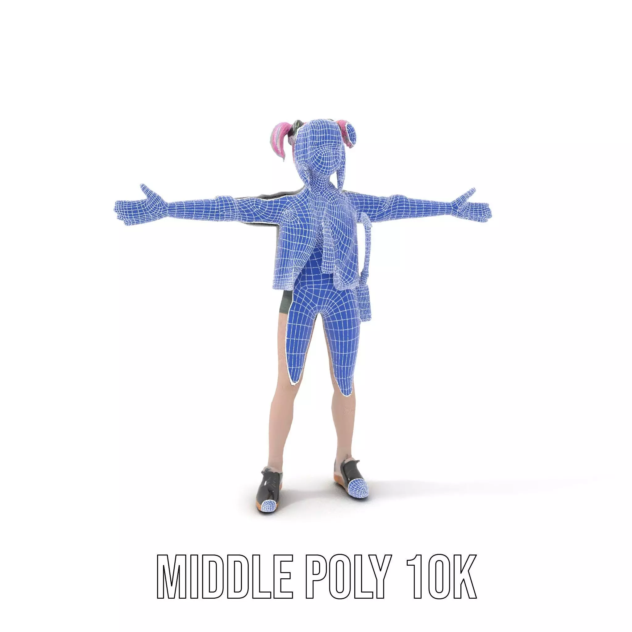 Colorful Anime Character Model Pack with School Uniform Low-poly 3D model_11