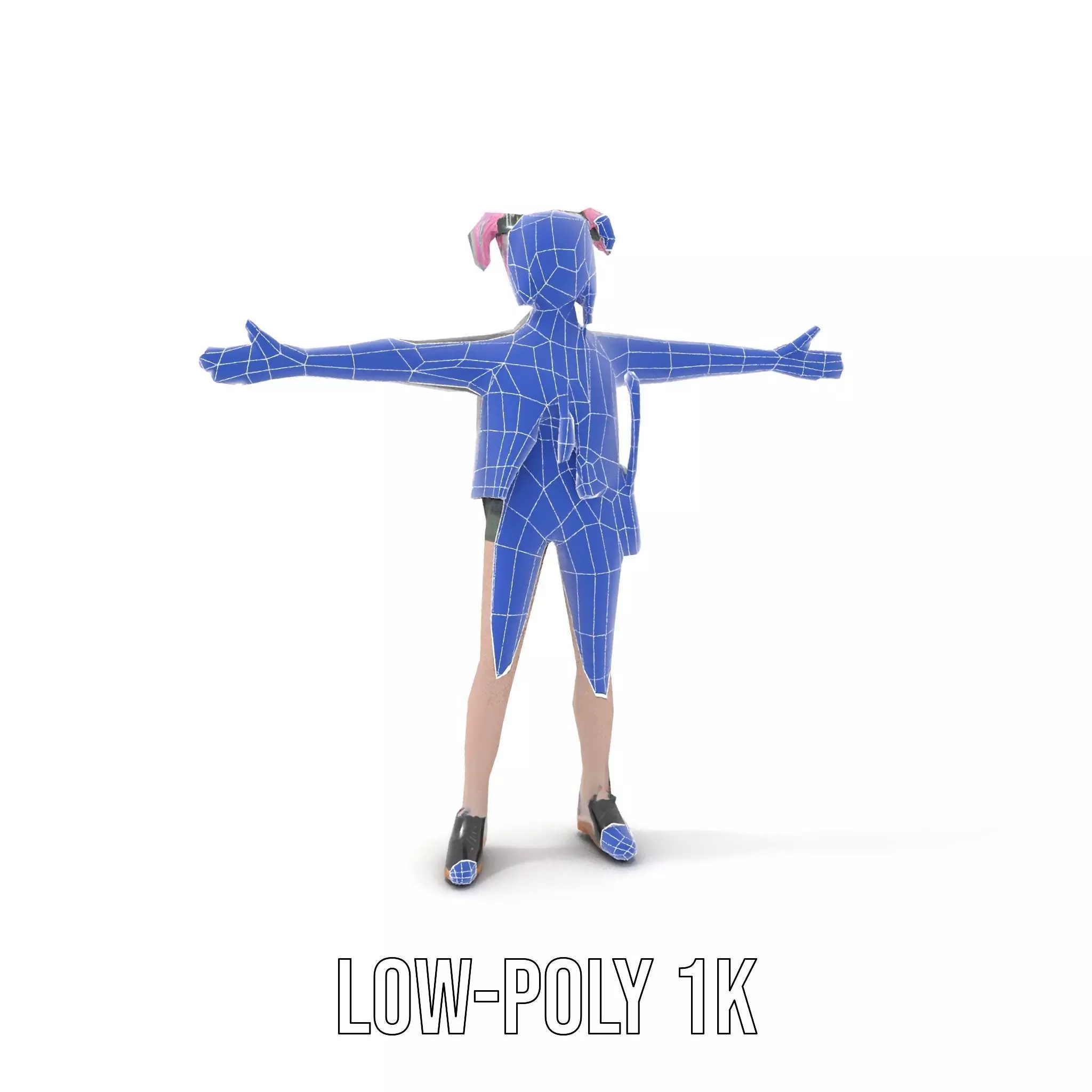 Colorful Anime Character Model Pack with School Uniform Low-poly 3D model_14