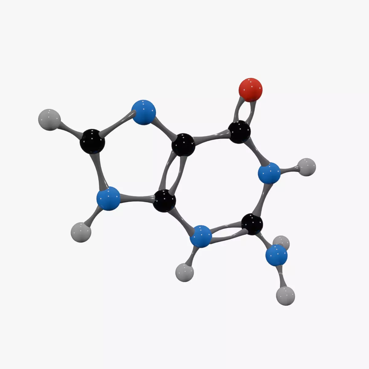 Guanine Molecule Low-poly 3D model_0