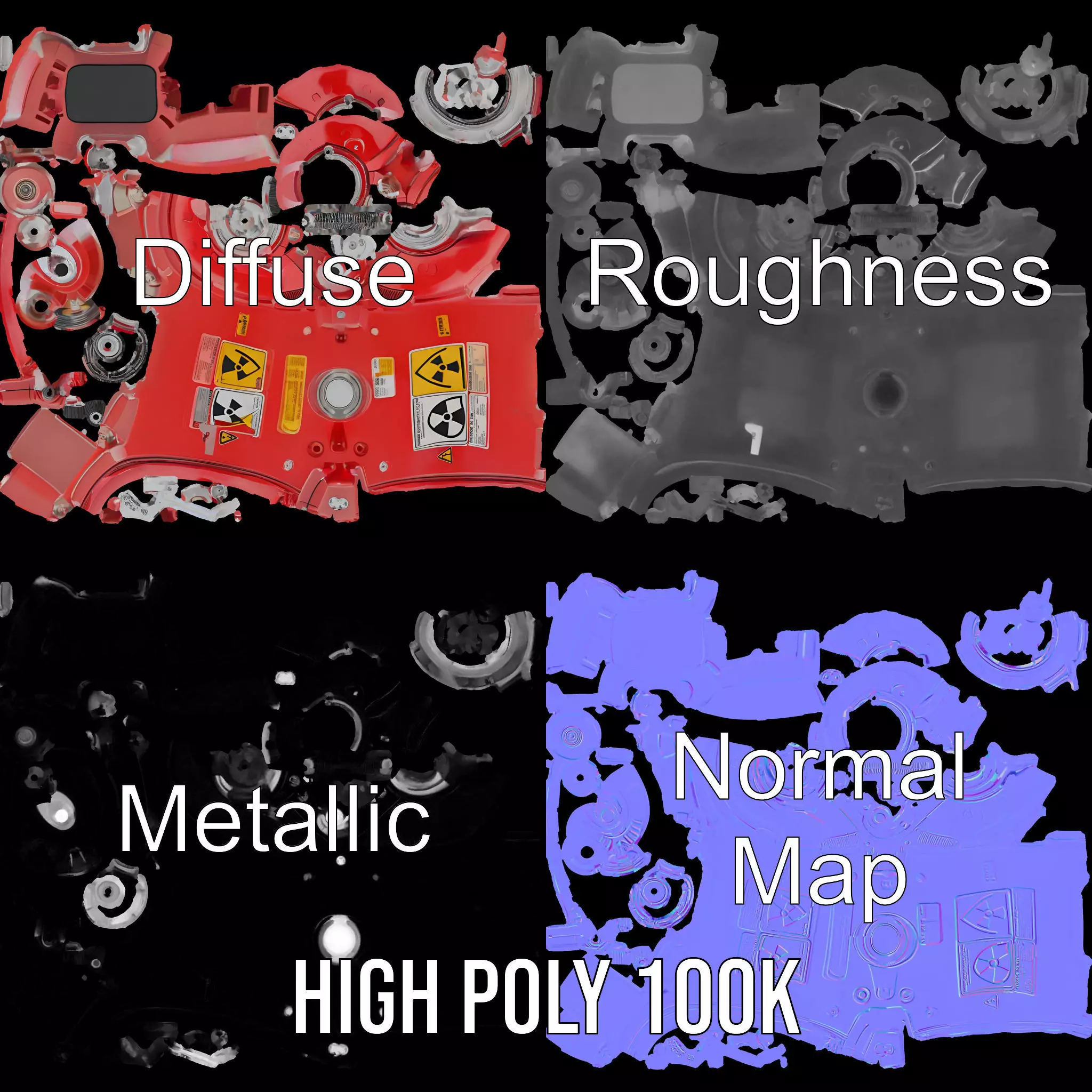 Nuclear Warning Barrel model pack Low-poly 3D model_4