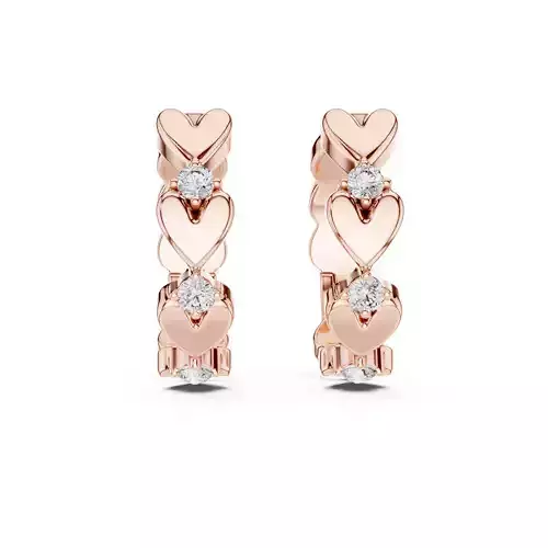 Round Cut Diamond Heart Earring 3DM STL Video 3D print model