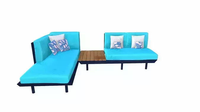 Canape Modern Sofa Blue PBR Textured