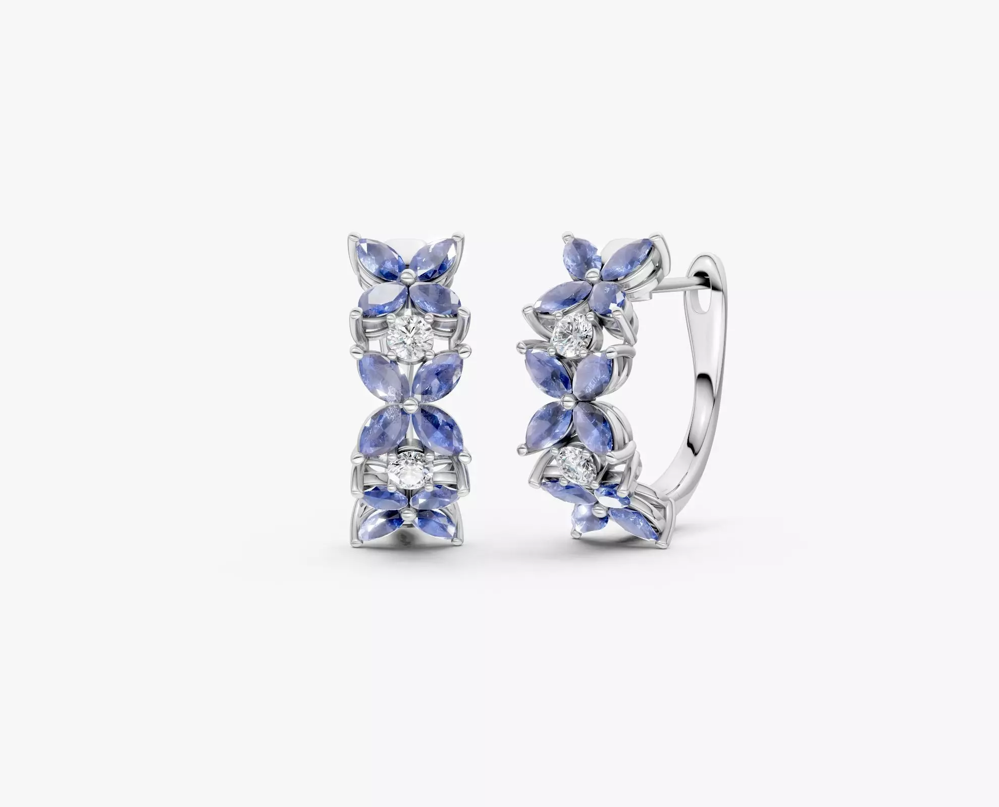 N ER013 Marquise cut diamond huggie earring  3D print model_3