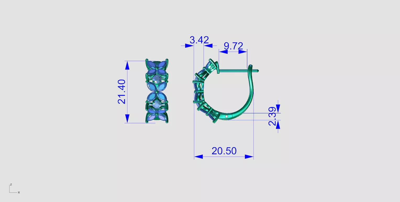 N ER013 Marquise cut diamond huggie earring  3D print model_5