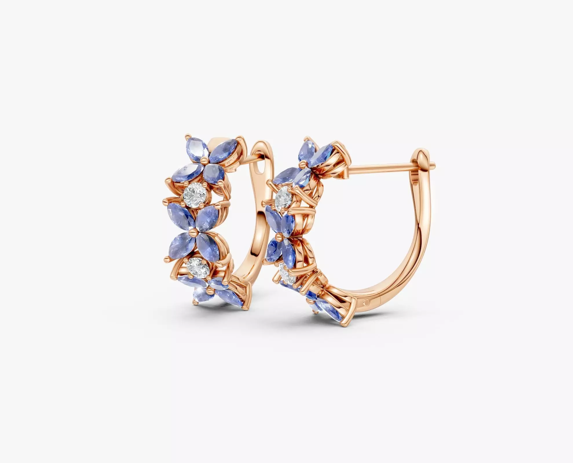 N ER013 Marquise cut diamond huggie earring  3D print model_1