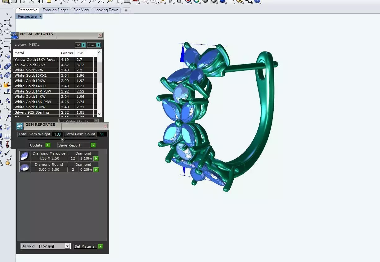 N ER013 Marquise cut diamond huggie earring  3D print model_6