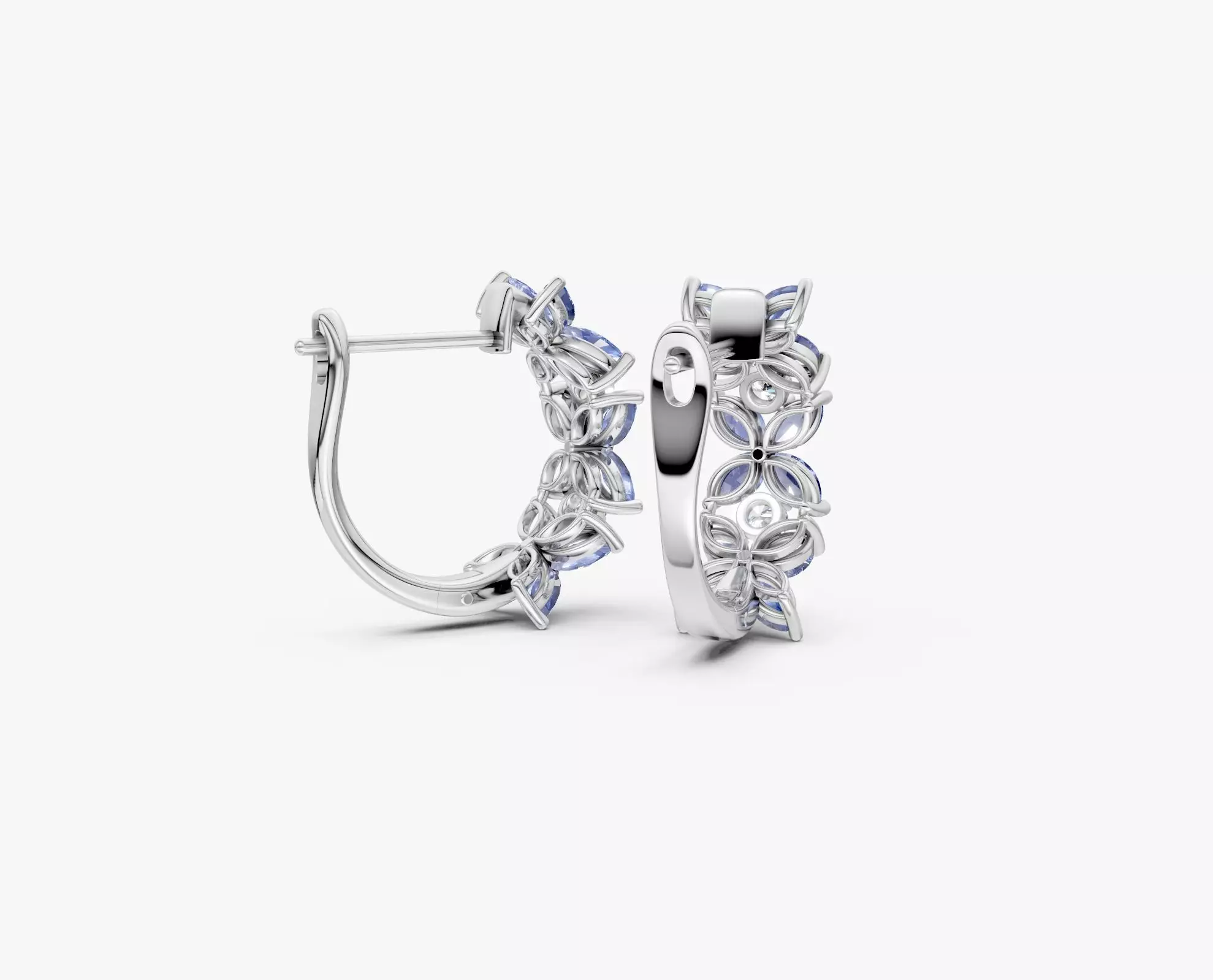 N ER013 Marquise cut diamond huggie earring  3D print model_4