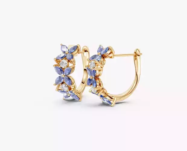 N ER013 Marquise cut diamond huggie earring  3D print model