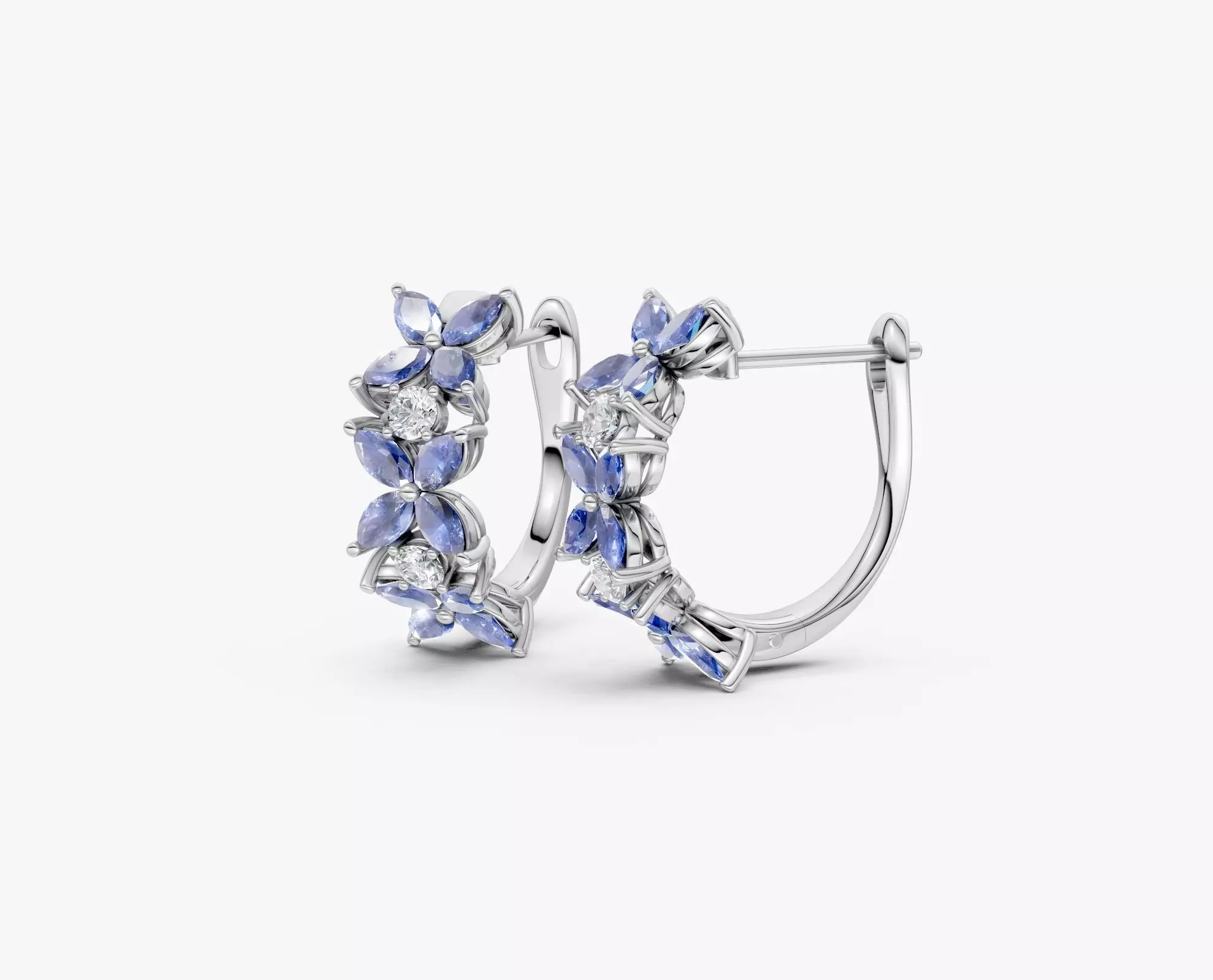 N ER013 Marquise cut diamond huggie earring  3D print model_2