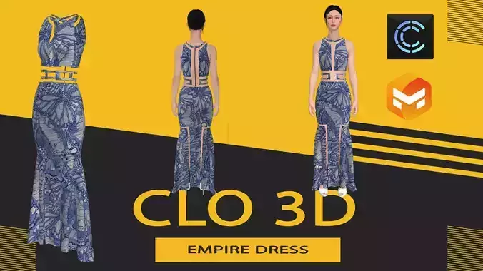 Empire dress Marvelous Designer or Clo3D  ZPRJ