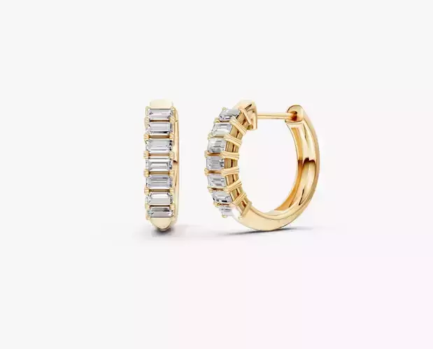 N ER015 Huggie earring with baguette diamonds