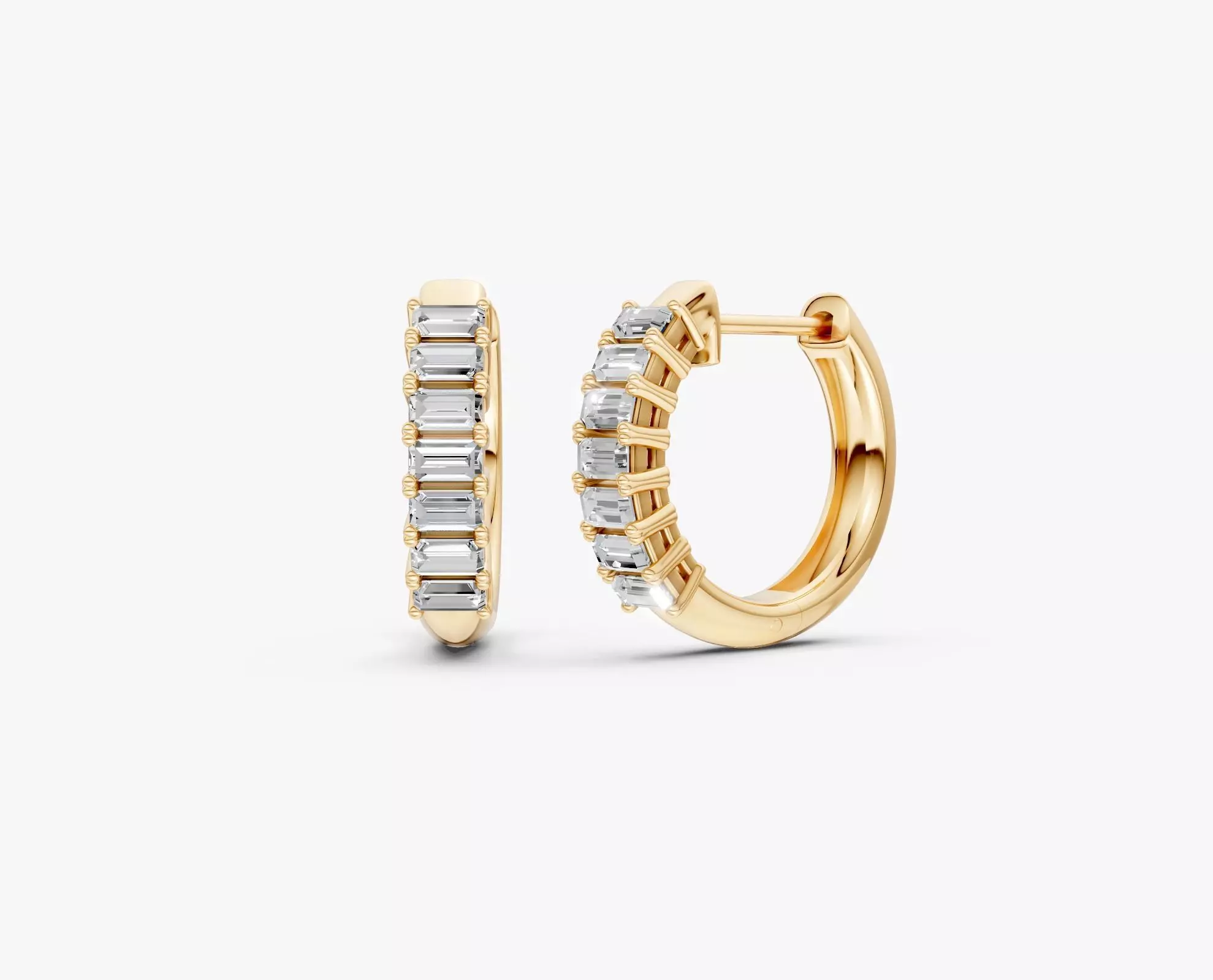 N ER015 Huggie earring with baguette diamonds 3D print model