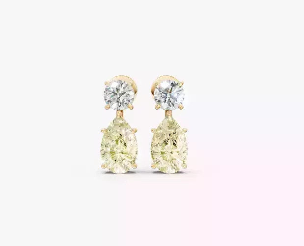 N ER016 Pear and round cut diamond drop earring