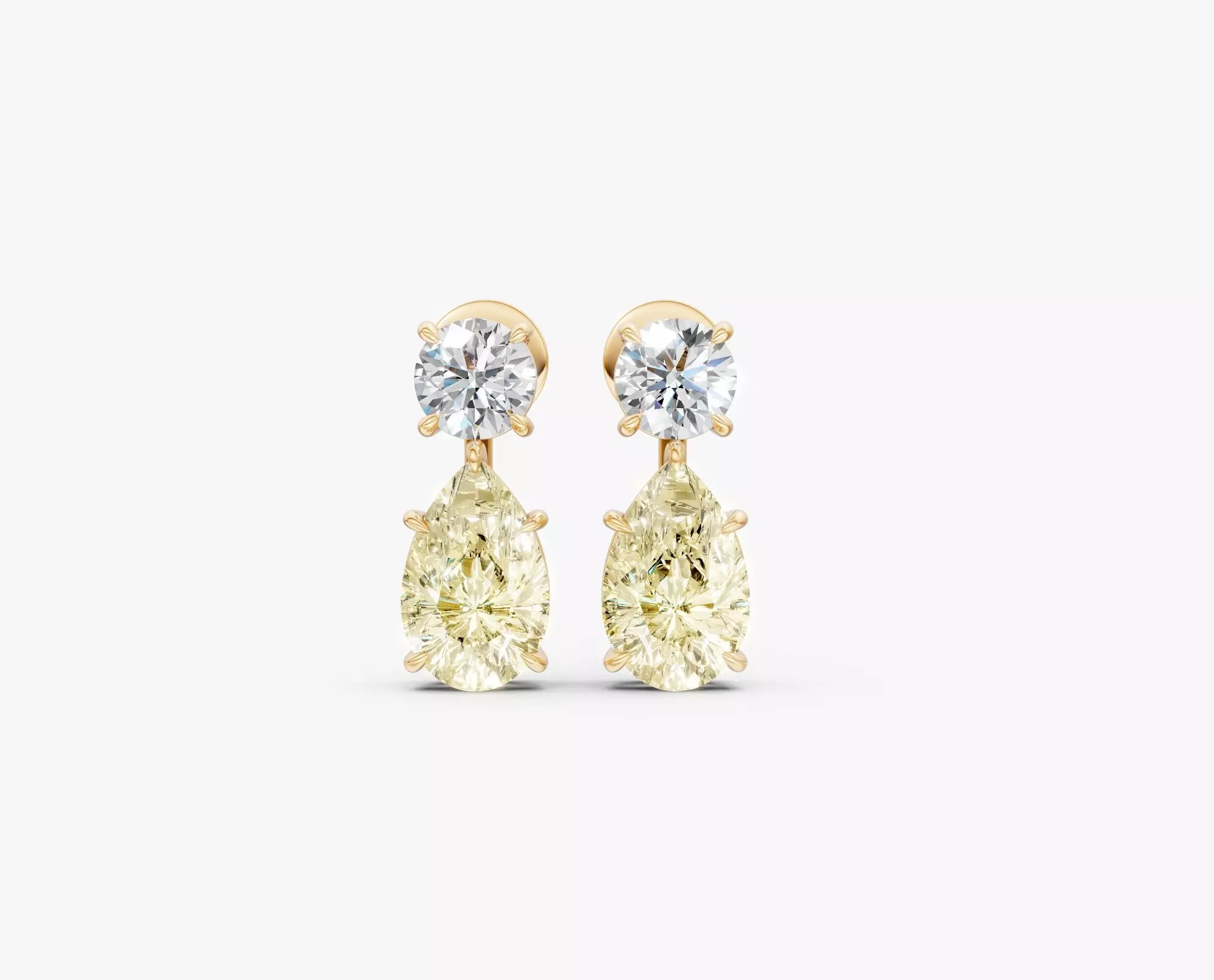 N ER016 Pear and round cut diamond drop earring 3D print model