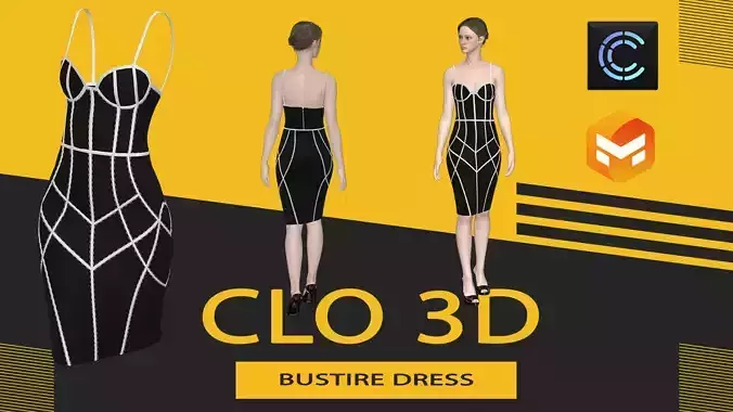 Bustire dress Marvelous Designer or Clo3D ZPRJ