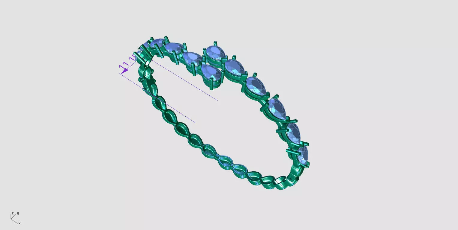 N BG02 Pear shape diamond bangle bracelet 3D print model_8