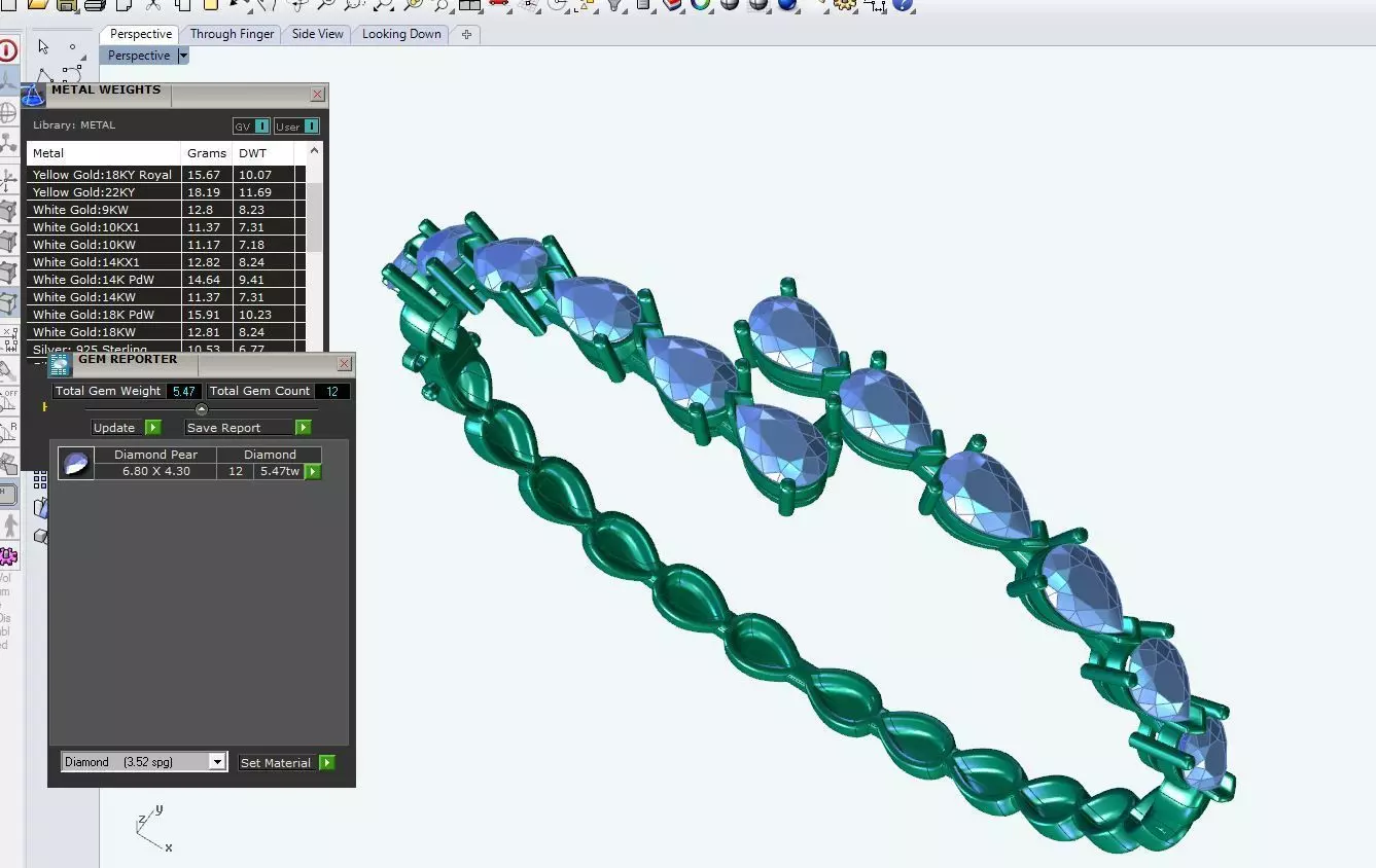 N BG02 Pear shape diamond bangle bracelet 3D print model_9