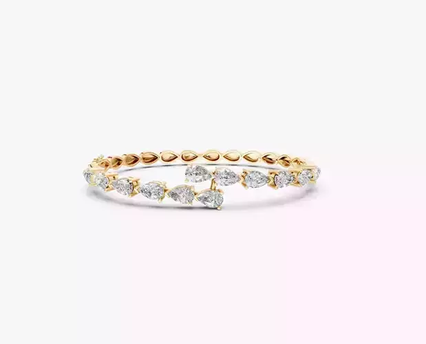 N BG02 Pear shape diamond bangle bracelet