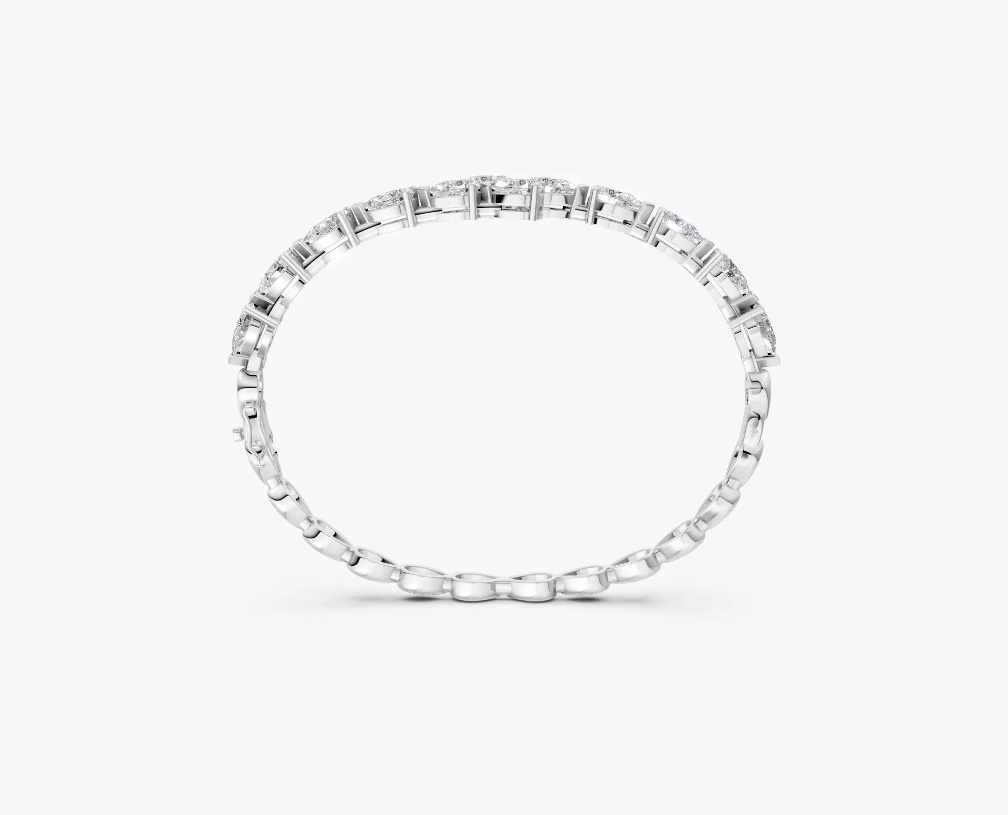 N BG02 Pear shape diamond bangle bracelet 3D print model_4