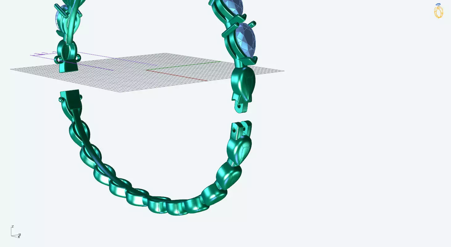 N BG02 Pear shape diamond bangle bracelet 3D print model_7