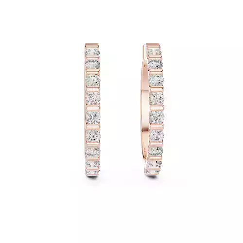 Round Cut Diamond Bar Setting Earring 3DM STL Video